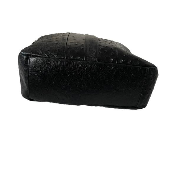 Furla Soho Hobo Bag Leather Shoulder Top Handle Ostrich Embossed $398 Black EUC - Picture 9 of 13